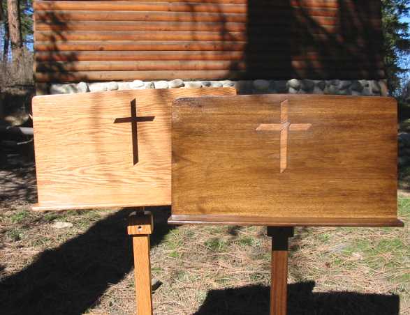 Stained Wooden Cross With Stand, Dark Walnut, Cross With Stand